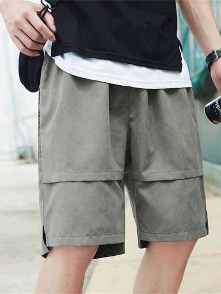 

men slant pockets slit hem shorts y6is#, White;black