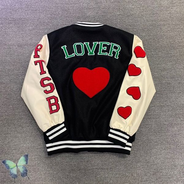 

real pics black letter big red leather sleeve warm single breasted baseball jackets, Black;brown