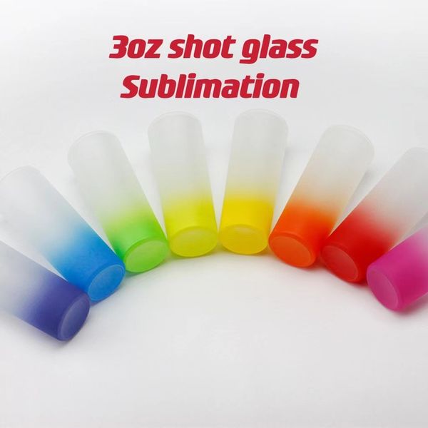 3 Unzen Sublimations-Schnapsglas mit Farbverlauf, 144 Stück pro Karton, DIY mehrfarbige Weingläser, Bierbecher, Wärmeübertragung, Trinkbecher