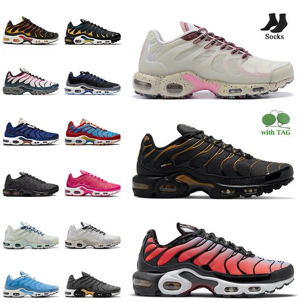 

outdoor jogging sport running shoes with socks tn plus metallic gold shattered ice cordura black women mens trainers university-blue teal ye