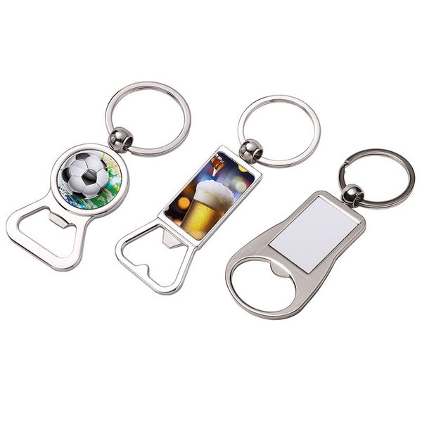 Chaves de abridor de garrafas Transterno térmico sublimação Diy Keychain em branco quadrado redonda quadro de fotos de chaveiro prateado liga de liga de alora -chave de anel de anel para acessórios de lembrança