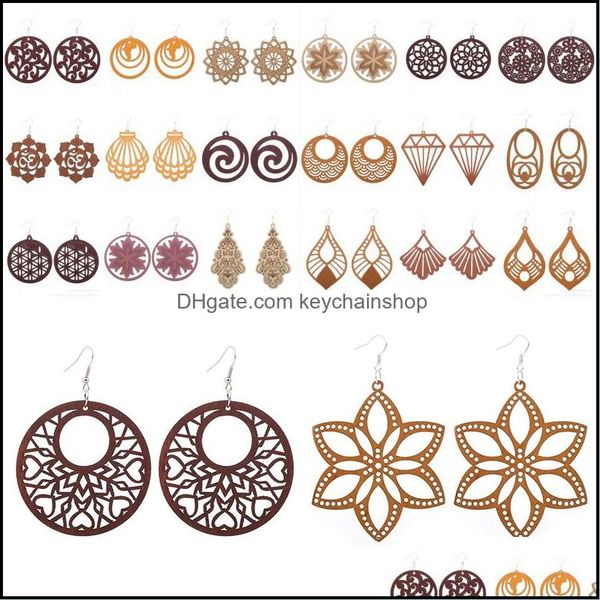 

dangle chandelier earrings jewelry kimter wooden hollow women fashion light weight bohemian hook earring accessories gifts p4, Silver