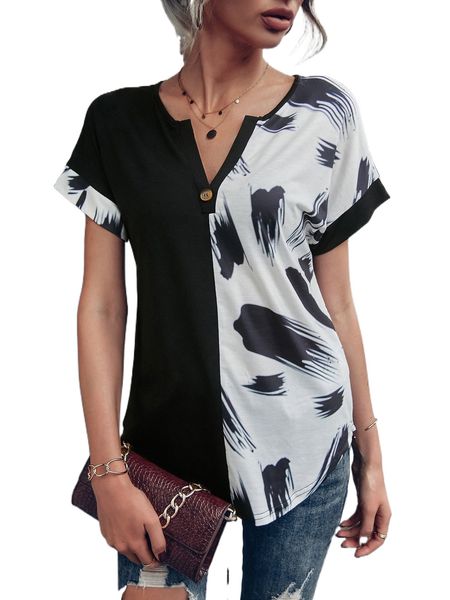 

brush print batwing sleeve tee c8vc#, White