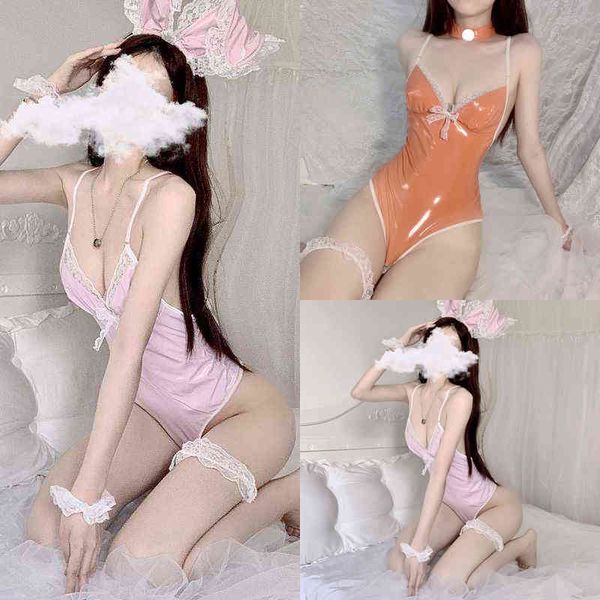 

nxy set women hollow out black lingerie rabbit cosplay uniform kawaii bunny girl bodysuit erotic outfit japanese costume 1125, Red;black