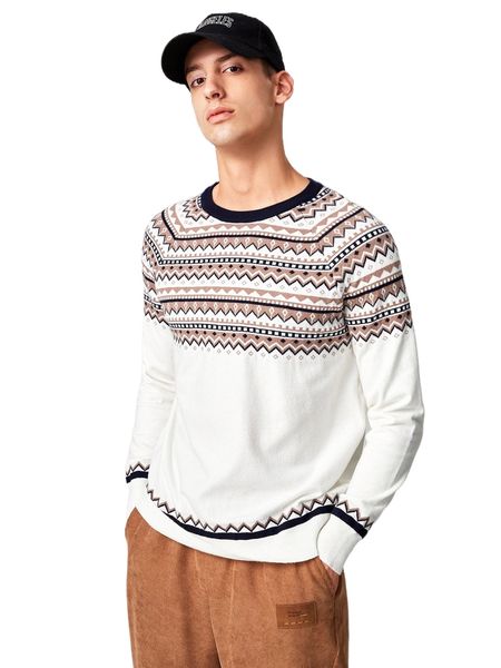 

men argyle & chevron pattern raglan sleeve sweater 62tb#, White;black