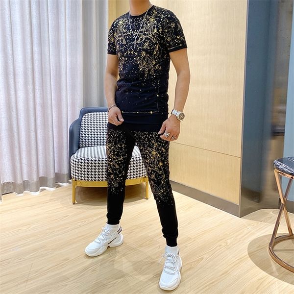 

spring and summer new diamond brand design sportswear casual men s short sleeve suit 2020 tracksuit lj201126, Gray