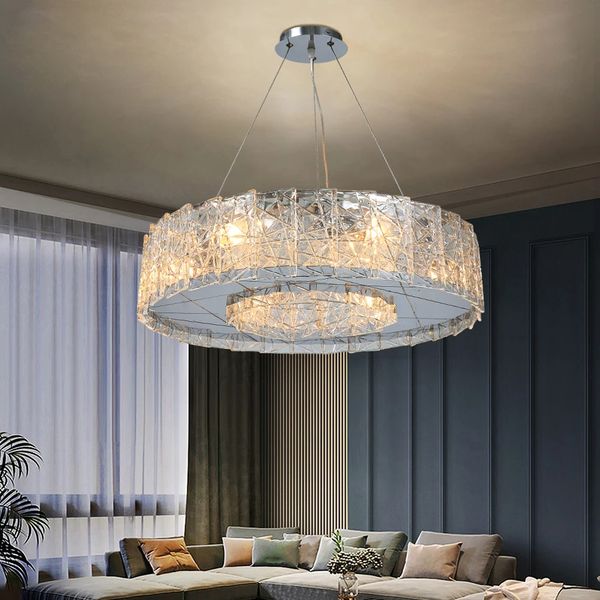 

modern ceiling chandelier lamp for living room bedroom chrome/gold round led ceiling lights rounds silver indoor cristal hang lamps