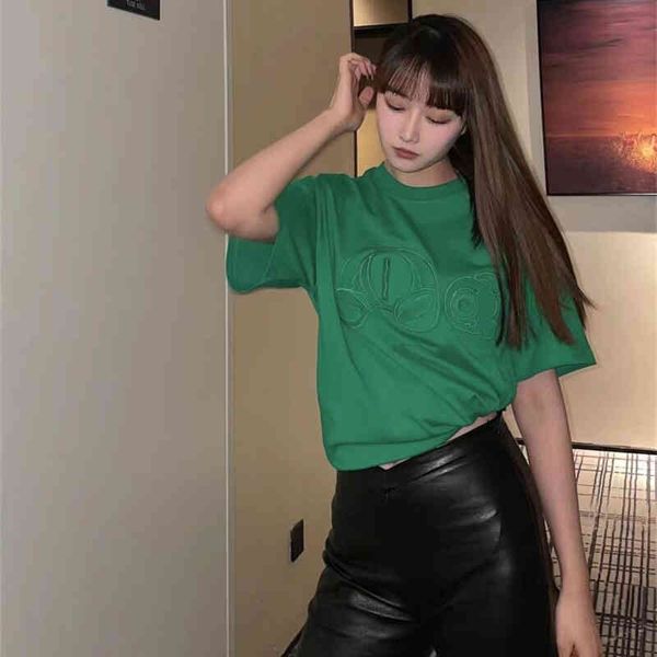 

women's t-shirt spring and summer palm severed bear paste cloth fashion br men's women's short sleeve large loose t-shirt sig, White