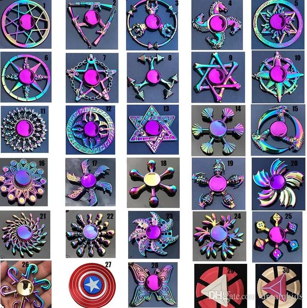 

rainbow pack metal fidget spinner star flower skull dragon wing pack hand spinning for autism adhd children anti stress toys edc