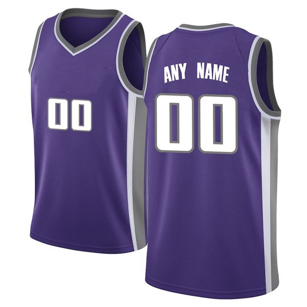 Bedruckte Sacramento-Basketball-Trikots mit individuellem DIY-Design, individuelle Team-Uniformen, personalisierbar, mit beliebiger Namensnummer, für Herren, Damen, Kinder, Jugendliche, Jungen, lila Trikot