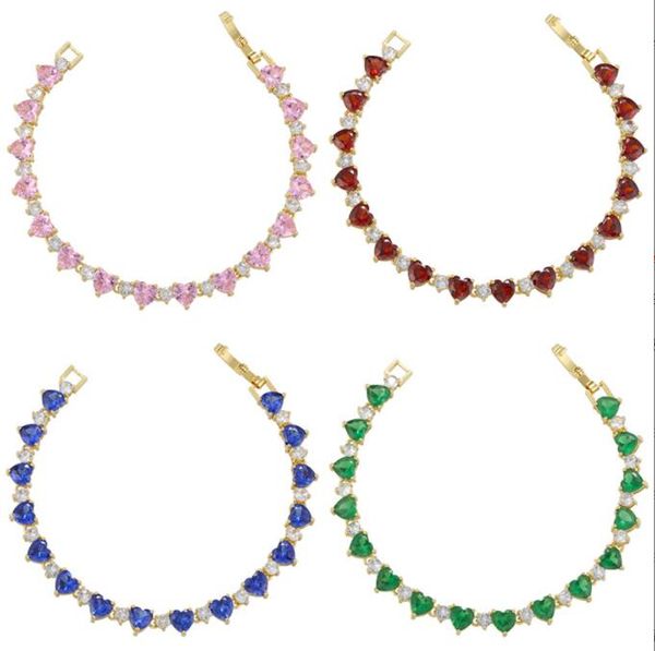 

new micro inlaid heart bracelet chains 18k gold plated bracelet, Black