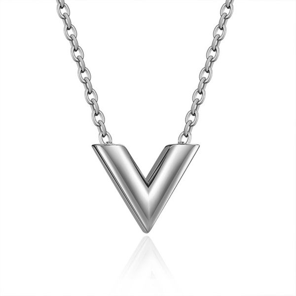 

love necklace for women titanium steel v letter pendant jewelry fade free, Silver