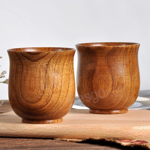 Tazza panciuta in legno naturale Birra Bevande Boccale Eco-friendly Tè Caffè Bevande Tazze Decorazione del partito Boccale di vino Tazze per gargarismi in legno BH6412 TYJ