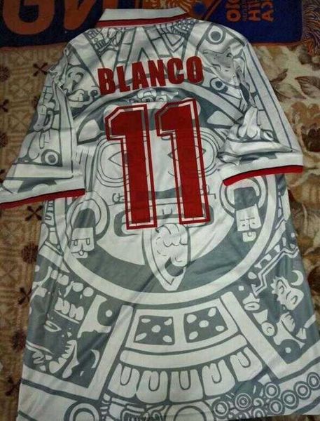 

haveluxury 1995 retro mexico blanco soccer jersey 1986 1994 1998 hernandez h sanchez football shirt luis garcia campos ancient maillot marqu, Black