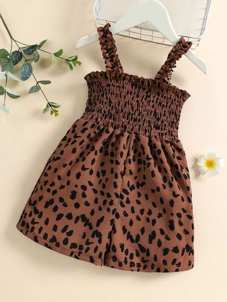 

toddler girls dalmatian print shirred frill trim cami romper she, Blue