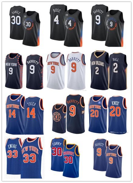 

new 2022 york jersey rj 9 barrett derrick 4 rose julius 30 randle allonzo 14 trier patrick 33 e w ing basketball jerseys men white red, Black;red