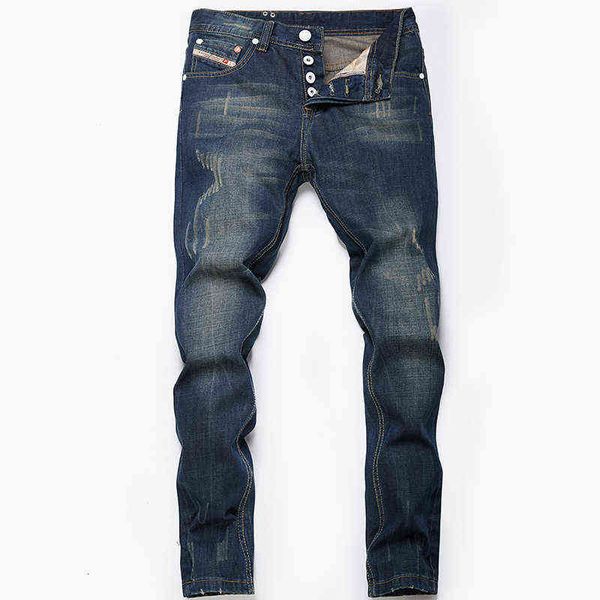

men's jeans spring and autumn jeans men's slim straight long pants, Blue