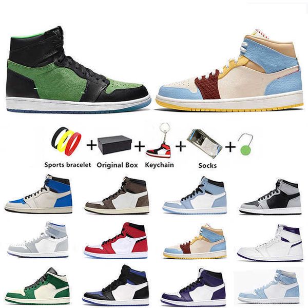 

fearless maison chateau jumpman 1s mens basketball shoes 1 men trainers sports sneakers university blue dark mocha zen green obsidian with, Black