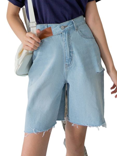 

dazy ripped raw hem denim shorts 12kd#, White;black