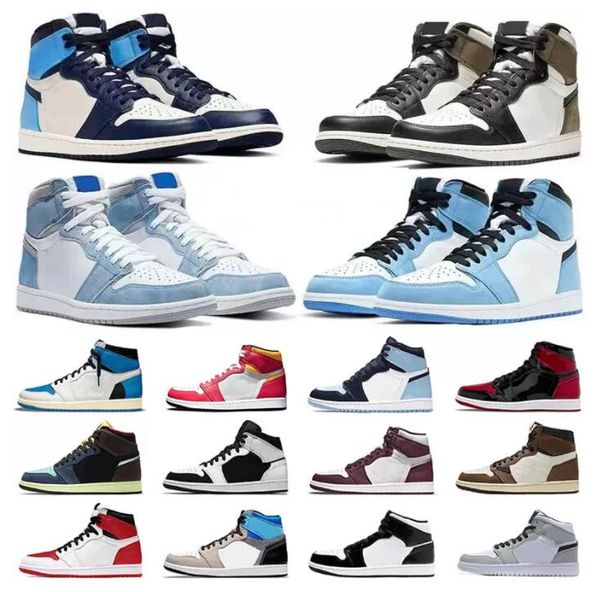 

jumpman 1 men basketball shoes og high 1s women running unc hyper royal homage to home university blue sport designer sneakers trainers eur, Black