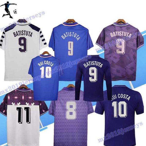 

1998 1999 batistuta rui costa retro soccer jerseys home purple away white retro 91 92 93 95 97 99 classic football shirt short sleeves unifo, Black;yellow