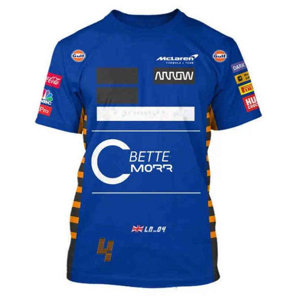 

2022 men's round neck t-shirt f1 mclaren british racer norris new design boy to oversized sports top, White;black