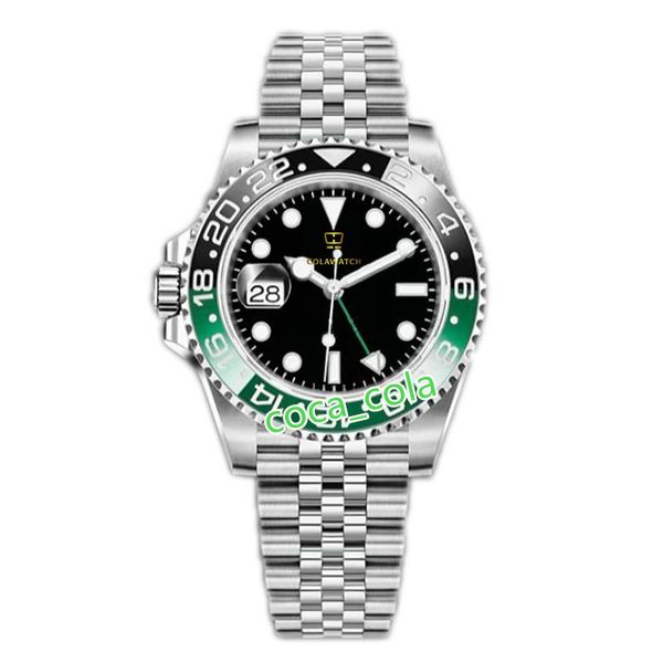 

2022 left-handed a brand-new mens gmt watch 41mm green black ceramic sprite circle mechanical automatic aaa sapphire mens men wristwatch, Slivery;brown