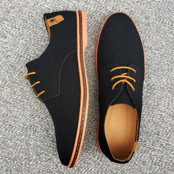 

spring suede leather men shoes oxford casual classic sneakers comfortable footwear dress large size flats 220602, Black;white