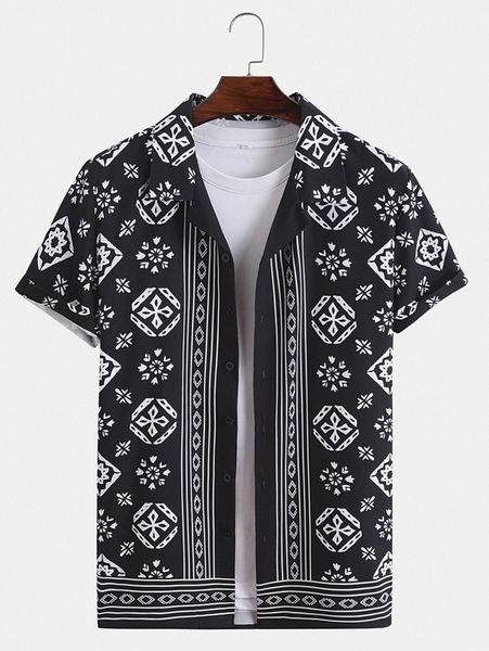 

men random geo print shirt without tee 26zv#, White;black