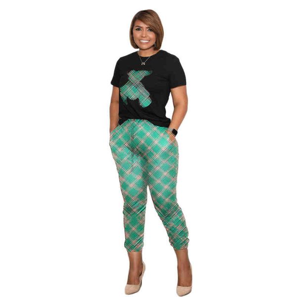 

q6045 women summer jogging suit fashion casual embroidered little green bear print two piece set, White