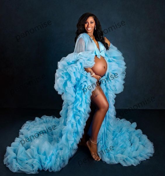 

blue prom dresses for women extra ruffles baby shower gowns with bow sash bathrobe customise celebrity robes, Black