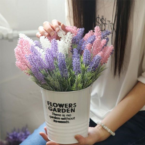 Dekoratif Çiçek Çelenk Romantik Provence Dekorasyon Lavanta Çiçek Plastik Sucul Bitkilerin Yapay Tahıl Simülasyonu