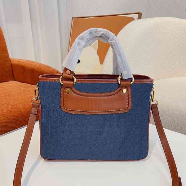 

vintage classic print denim tote women shoulder bags luxury handbag leather designer crossbody box female bucket 220413