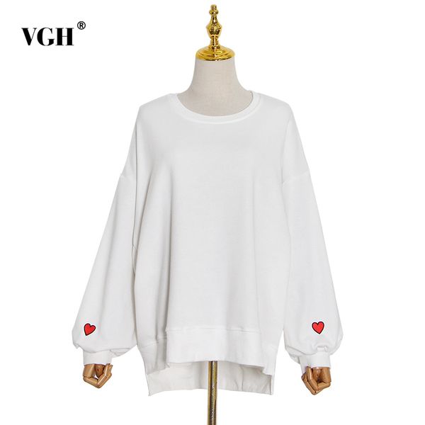 

casual patchwork embroidery solid sweatshirt for women o neck long sleeve loose sweatshirts female fashion clothing 210507, Black