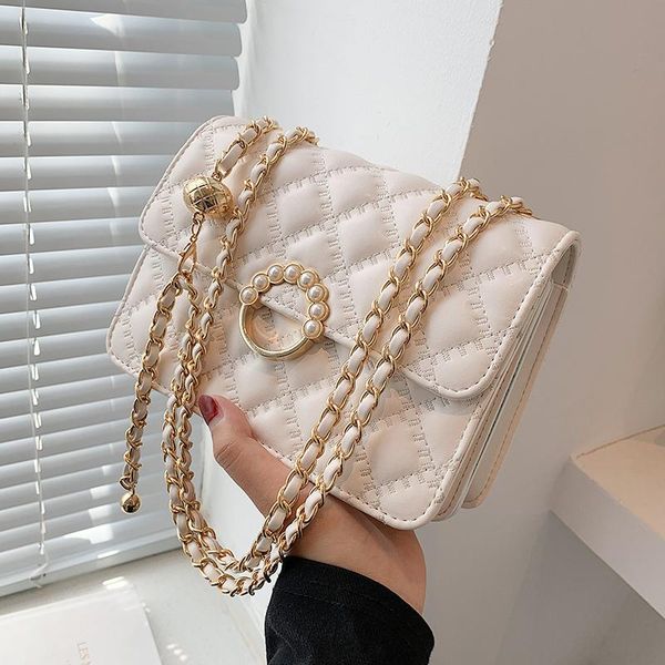 

evening bags square crossbody bag 2022 summer high-quality pu leather women's designer handbag chain shoulder messenger pursesevening