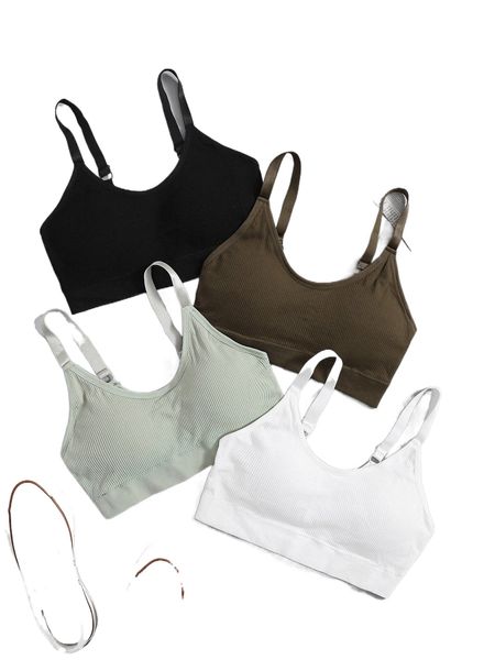

4pcs seamless medium support sports bra i2se#, Gray