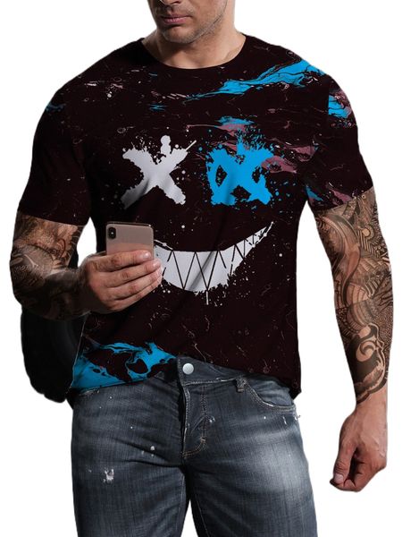 

men expression print tee t1s6#, White;black