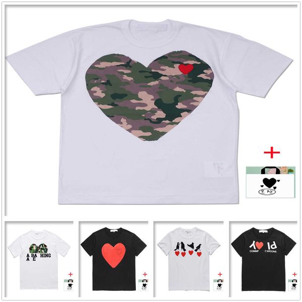 

luxurys japanese shirt women t shirts high-quality tee men cotton t short-sleeved embroidered red heart big love print smiley face couple bo, White;black