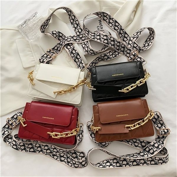 

this year's popular small female fashion wide strap bags lingge chain single messenger design purses online