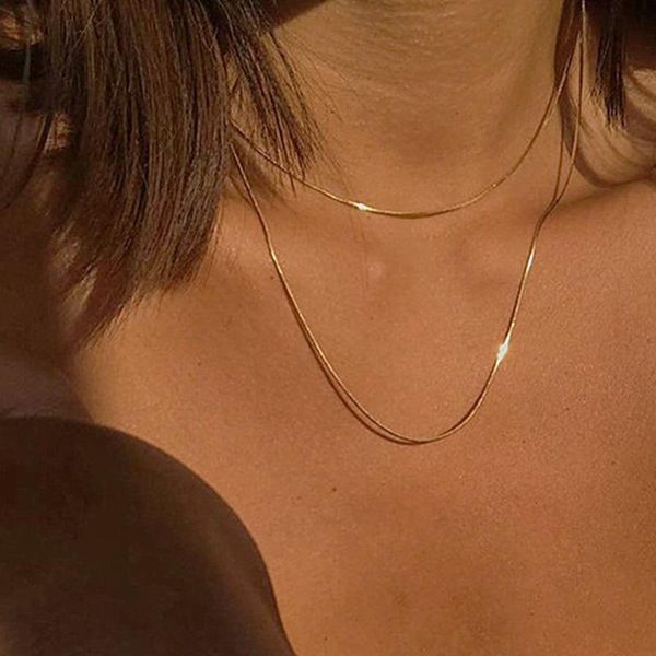 Colares pendentes Kpop Women Women Chain Color Golk Garfaça Fina na Jóia Minimalista 2022 Colo