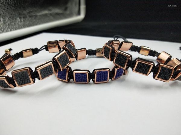 Perlenstränge Design Mode Luxus Schmuck Großhandel Echtes Rochenleder Quadratisches Armband Trum22