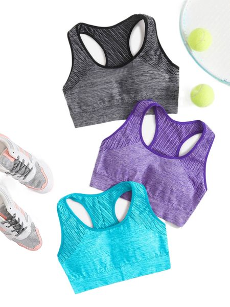 

3pcs absorbs sweat breathable racer back sports bra f20e#, Gray