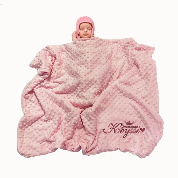 

name personalised born swaddling baby gift bedding set swaddle berber bubble toddler crib bed stroller blanket 220505