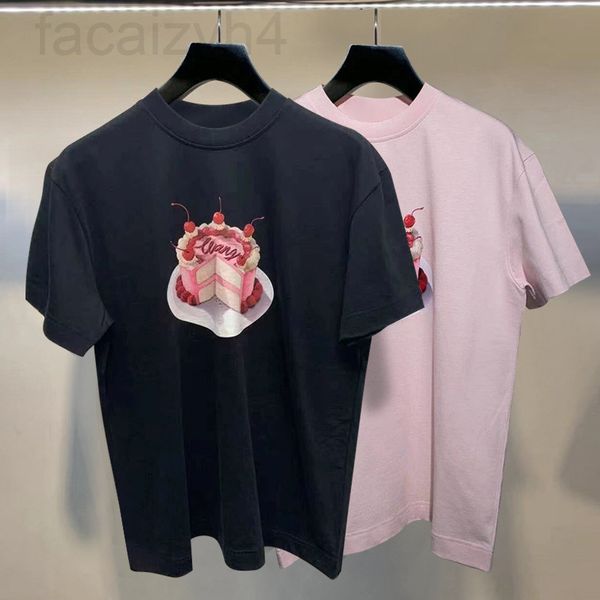 

women's t-shirt designer []2021 summer casual cake print round neck black short sleeve t-shirt women's fashion 0w57, White