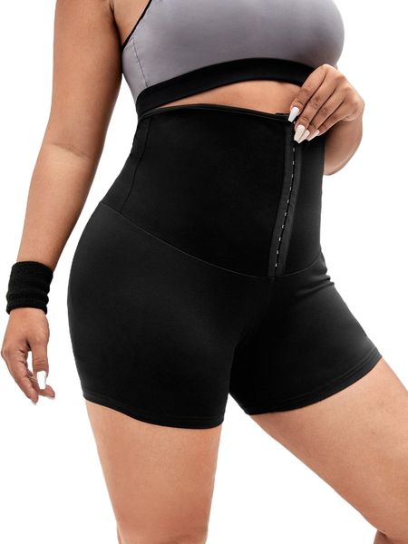

plus hook and eye sports shorts s78i#, Black