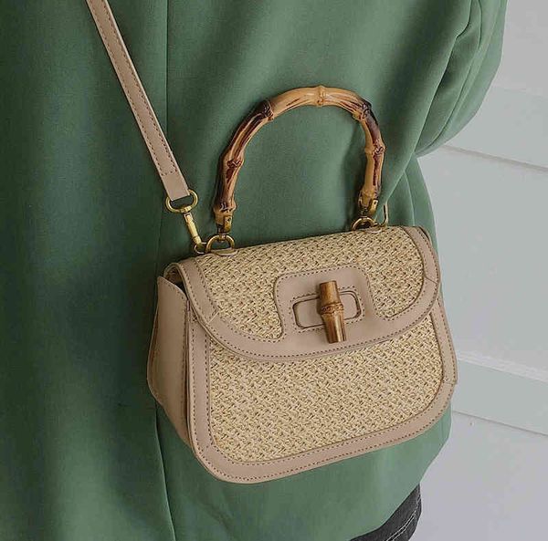 

outlet bag women 2022 new messenger bag women's summer versatile straw woven portable small square