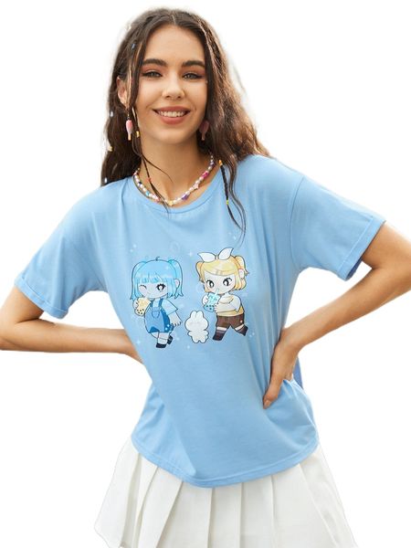 

x naawberry figure graphic drop shoulder tee u0or#, White