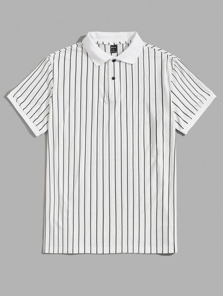 

men striped button front polo shirt e3nk#, White;black