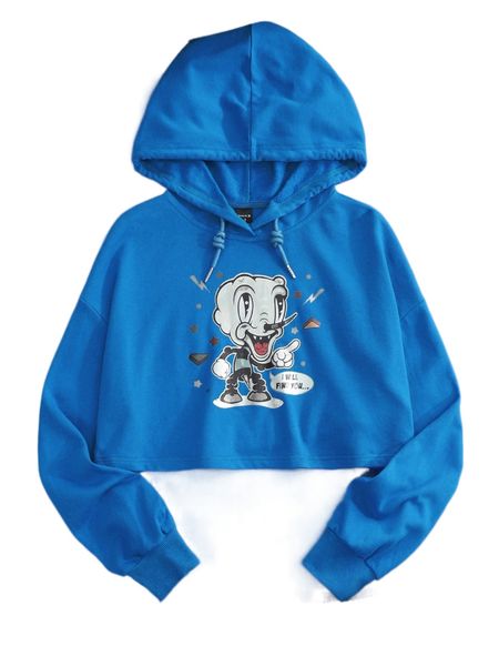 

x laserblazt cartoon & letter drawstring hoodie q4fd#, Black