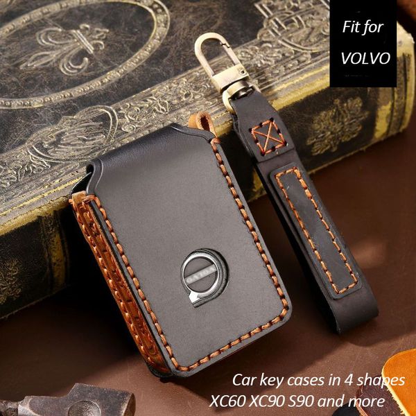 

genuine cow leather car key case protection cover boy and girl luxury business stitching handmade key bag for volvo xc 60 xc 90